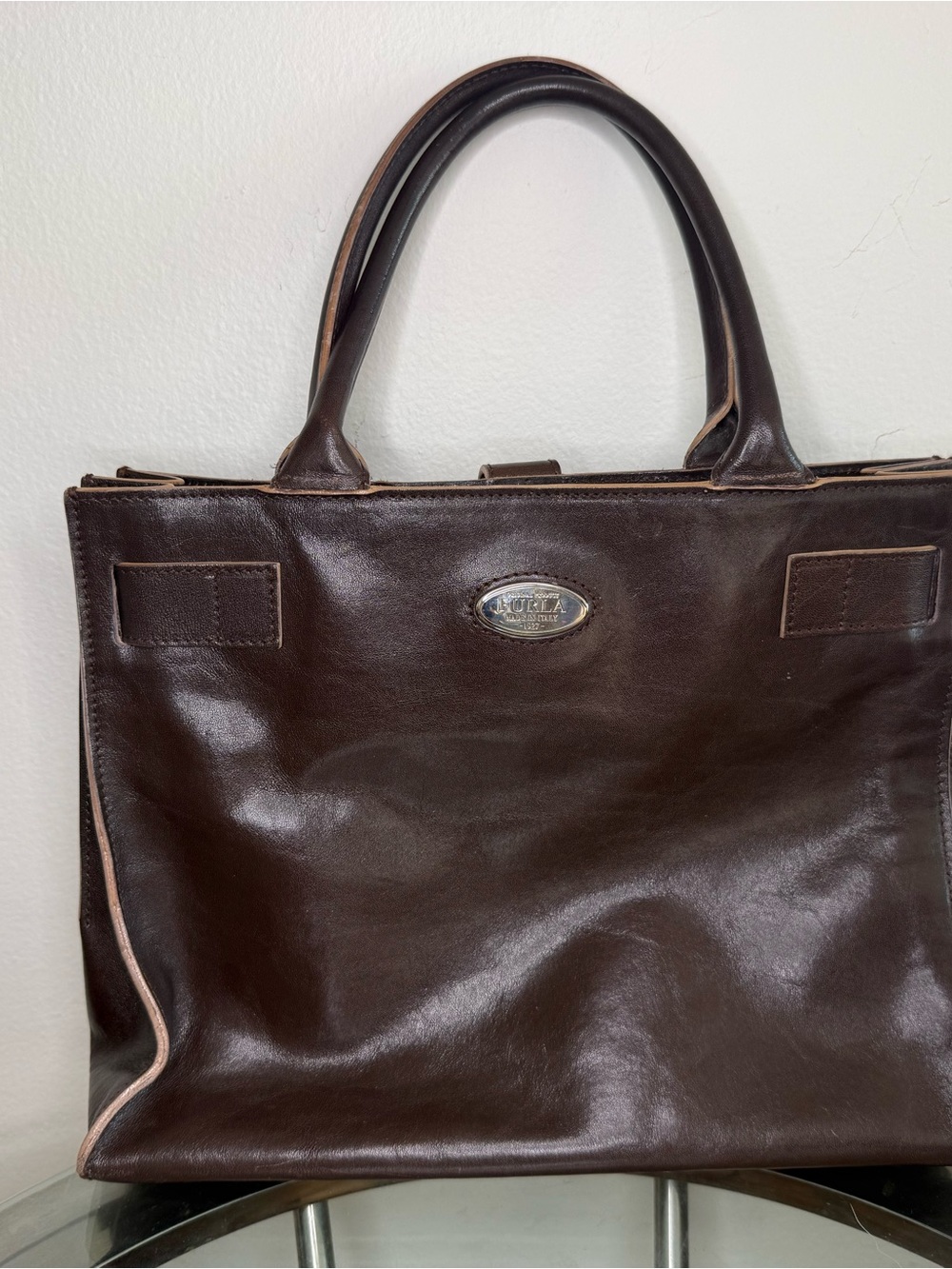 Furla Leather Tote Bag - Brown